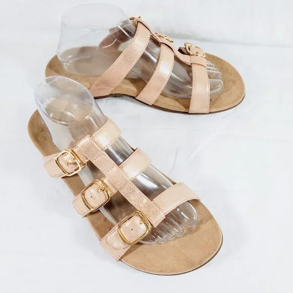 Vionic Misa Rose Gold Slides Sandals 9 Wide 9W - Picture 2 of 6